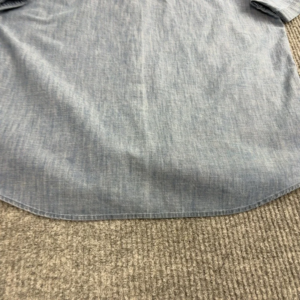 Banana‎ Republic Button Up Mens M Blue Cotton Untucked Fit Short Sleeve Casual